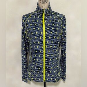 🍂 Peter Millar Women's Navy and Yellow Wicked Golf Jacket EUC